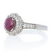 Sterling Silver Ruby & White Zircon Flower Halo Ring - 925 Oval Cut 2.65ctw Sterling Silver Ruby & White Zircon Flower Halo Ring - 925 Oval Cut 2.65ctw