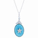 White Gold Turquoise & Diamond Star Pendant Necklace 16 1/4" - 14k Oval .10ctw White Gold Turquoise & Diamond Star Pendant Necklace 16 1/4" - 14k Oval .10ctw