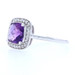 NEW Amethyst & Diamond Halo Ring - 10k White Gold Checkerboard Cushion 1.57ctw NEW Amethyst & Diamond Halo Ring - 10k White Gold Checkerboard Cushion 1.57ctw