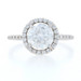 White Gold Moissanite & Diamond Halo Engagement Ring - 18k Round Cut 1.74ctw White Gold Moissanite & Diamond Halo Engagement Ring - 18k Round Cut 1.74ctw
