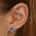 White Gold Sapphire & Diamond Halo Stud Earrings -14k Round Cut 1.17ctw Pierced White Gold Sapphire & Diamond Halo Stud Earrings -14k Round Cut 1.17ctw Pierced