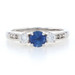 White Gold Sapphire & Diamond Engagement Ring - 14k Round Cut 1.03ctw White Gold Sapphire & Diamond Engagement Ring - 14k Round Cut 1.03ctw