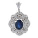 White Gold Sapphire & Diamond Lace Halo Pendant - 14k Oval Cut 2.03ctw Milgrain White Gold Sapphire & Diamond Lace Halo Pendant - 14k Oval Cut 2.03ctw Milgrain