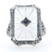 Sterling Silver Sapphire & Camphor Glass Ring - 925 Filigree Milgrain Size 7 Sterling Silver Sapphire & Camphor Glass Ring - 925 Filigree Milgrain Size 7