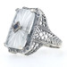 Sterling Silver Sapphire & Camphor Glass Ring - 925 Filigree Milgrain Size 7 Sterling Silver Sapphire & Camphor Glass Ring - 925 Filigree Milgrain Size 7