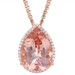 Rose Gold Morganite & Diamond Halo Necklace 16" - 14k Pear Cut 21.01ctw Rose Gold Morganite & Diamond Halo Necklace 16" - 14k Pear Cut 21.01ctw