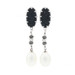 Sterling Black Druzy Quartz & Freshwater Pearl Dangle Earrings - 925 Pierced Sterling Black Druzy Quartz & Freshwater Pearl Dangle Earrings - 925 Pierced