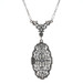Sterling Silver Cubic Zirconia Solitaire Filigree Necklace 18" - 925 Milgrain Sterling Silver Cubic Zirconia Solitaire Filigree Necklace 18" - 925 Milgrain
