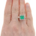 White Gold Synthetic Emerald & Diamond Halo Ring - 14k Square 1.51ctw Engagement White Gold Synthetic Emerald & Diamond Halo Ring - 14k Square 1.51ctw Engagement