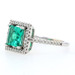 White Gold Synthetic Emerald & Diamond Halo Ring - 14k Square 1.51ctw Engagement White Gold Synthetic Emerald & Diamond Halo Ring - 14k Square 1.51ctw Engagement