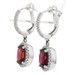 White Gold Red Spinel & Diamond Huggie Hoop Halo Dangle Earrings - 14k 3.49ctw White Gold Red Spinel & Diamond Huggie Hoop Halo Dangle Earrings - 14k 3.49ctw