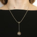 New Sterling Silver Flower Drop Pendant Necklace Diamond - 18k Gold 16"-18" Floral New Sterling Silver Flower Drop Pendant Necklace Diamond - 18k Gold 16"-18" Floral