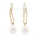 Yellow Gold Freshwater Pearl Dangle Earrings - 14k Curved Pierced Yellow Gold Freshwater Pearl Dangle Earrings - 14k Curved Pierced