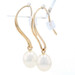 Yellow Gold Freshwater Pearl Dangle Earrings - 14k Curved Pierced Yellow Gold Freshwater Pearl Dangle Earrings - 14k Curved Pierced