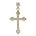 Yellow Gold Budded Cross Pendant - 10k Faith Etched Yellow Gold Budded Cross Pendant - 10k Faith Etched