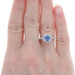 White Gold Sapphire & Diamond Halo Engagement Ring -14k Round 1.42ctw Euro Shank White Gold Sapphire & Diamond Halo Engagement Ring -14k Round 1.42ctw Euro Shank