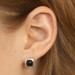 Andrea Candela Mini Alhambra Onyx Stud Earrings - Sterling 925 Square Pierced Andrea Candela Mini Alhambra Onyx Stud Earrings - Sterling 925 Square Pierced