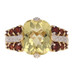 NEW 5.76ctw Cushion Checkerboard Green Quartz, Garnet, & Diamond Ring - 14k Gold NEW 5.76ctw Cushion Checkerboard Green Quartz, Garnet, & Diamond Ring - 14k Gold