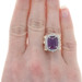 Yellow Gold Amethyst & Diamond Halo Ring - 14k Rectangle Cabochon Cut 5.13ctw