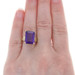 Yellow Gold Synthetic Amethyst Cocktail Solitaire Ring 10k Emerald 7.40ct Ribbed Yellow Gold Synthetic Amethyst Cocktail Solitaire Ring 10k Emerald 7.40ct Ribbed