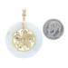 Yellow Gold Jadeite & Onyx Flower Pendant - 14k Cabochon Blossom Yellow Gold Jadeite & Onyx Flower Pendant - 14k Cabochon Blossom