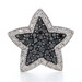White Gold Black Diamond Star Halo Pendant -14k Round 1.60ctw Celestial Milgrain