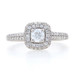 White Gold Diamond Halo Engagement Ring -14k Round Cut .90ctw Cathedral Milgrain