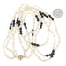 Yellow Gold Onyx & Keshi Pearl Beaded Triple Strand Necklace 17" - 14k Yellow Gold Onyx & Keshi Pearl Beaded Triple Strand Necklace 17" - 14k