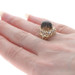 Yellow Gold Smoky Quartz & Diamond Ring - 14k Oval Cabochon 6.05ctw Halo Scroll Yellow Gold Smoky Quartz & Diamond Ring - 14k Oval Cabochon 6.05ctw Halo Scroll