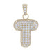 Yellow Gold Cubic Zirconia Initial T Pendant - 10k Round .75ctw Monogram Letter Yellow Gold Cubic Zirconia Initial T Pendant - 10k Round .75ctw Monogram Letter