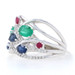 Kallati Sapphire Emerald Ruby Diamond Crossover Band White Gold 9k 2.16ctw Ring Kallati Sapphire Emerald Ruby Diamond Crossover Band White Gold 9k 2.16ctw Ring