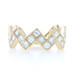 Yellow Gold Diamond Zig-Zag Band 18k Round & Carre Cut 1.43ctw Brushed Ring