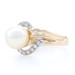 Yellow Gold Cultured Pearl & Diamond Bypass Ring - 14k Round .18ctw 8.7mm Yellow Gold Cultured Pearl & Diamond Bypass Ring - 14k Round .18ctw 8.7mm