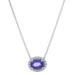 White Gold Tanzanite & Diamond East-West Halo Necklace -14k Oval 1.42ctw Adjust White Gold Tanzanite & Diamond East-West Halo Necklace -14k Oval 1.42ctw Adjust