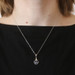 White Gold Sapphire & Diamond Pendant Necklace 17 3/4" - 18k Pear .83ctw White Gold Sapphire & Diamond Pendant Necklace 17 3/4" - 18k Pear .83ctw