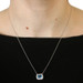 White Gold Blue Topaz & Diamond Halo Necklace 14k Emerald Cut 1.35ctw Adjustable