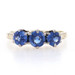 Yellow Gold Sapphire Art Deco Three-Stone Engagement Ring - 14k Round 1.30ctw Vintage