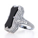 White Gold Onyx Cocktail Solitaire Ring - 14k Filigree White Gold Onyx Cocktail Solitaire Ring - 14k Filigree