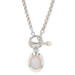 Sterling Silver Mother of Pearl & Cubic Zirconia Necklace 20 1/4" - 925 Rolo Sterling Silver Mother of Pearl & Cubic Zirconia Necklace 20 1/4" - 925 Rolo