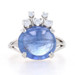 Platinum Sapphire Diamond Ring - Oval Cabochon 11.45ctw Platinum Sapphire Diamond Ring - Oval Cabochon 11.45ctw