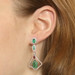 Kallati Emerald Diamond Ruby Halo Dangle Earrings - White Gold 9k 2.96ctw Floral Kallati Emerald Diamond Ruby Halo Dangle Earrings - White Gold 9k 2.96ctw Floral