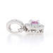 White Gold Pink Sapphire & Diamond Halo Pendant - 14k Round .92ctw Milgrain White Gold Pink Sapphire & Diamond Halo Pendant - 14k Round .92ctw Milgrain