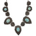 Silver Simulated Turquoise Vintage Graduated Link Necklace 17" - 950 Oval Silver Simulated Turquoise Vintage Graduated Link Necklace 17" - 950 Oval