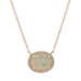 Yellow Gold Opal & Diamond Halo Necklace - 14k Oval Cabochon 1.09ctw Adjustable Yellow Gold Opal & Diamond Halo Necklace - 14k Oval Cabochon 1.09ctw Adjustable
