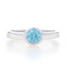 White Gold Blue Zircon Solitaire Ring - 14k Round .70ct Engagement Size 6 1/2