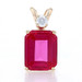 Yellow Gold Synthetic Ruby & Diamond Pendant - 14k Emerald Cut 3.09ctw Yellow Gold Synthetic Ruby & Diamond Pendant - 14k Emerald Cut 3.09ctw