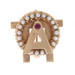 Yellow Gold Alpha Omicron Pi Badge - 10k Synthetic Ruby Pearl 1950 Sorority Pin Yellow Gold Alpha Omicron Pi Badge - 10k Synthetic Ruby Pearl 1950 Sorority Pin
