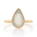 Yellow Gold White Druzy Solitaire Ring - 18k Pear Textured Yellow Gold White Druzy Solitaire Ring - 18k Pear Textured