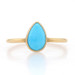 Yellow Gold Turquoise Solitaire Ring - 18k Pear Cabochon Brushed Yellow Gold Turquoise Solitaire Ring - 18k Pear Cabochon Brushed
