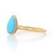 Yellow Gold Turquoise Solitaire Ring - 18k Pear Cabochon Brushed Yellow Gold Turquoise Solitaire Ring - 18k Pear Cabochon Brushed
